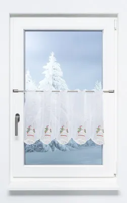 Produktbild von Scheibengardine Plauener Spitze - Glocke  (Bx H) 49.50cm * 40cm Rot/mehrfarbig