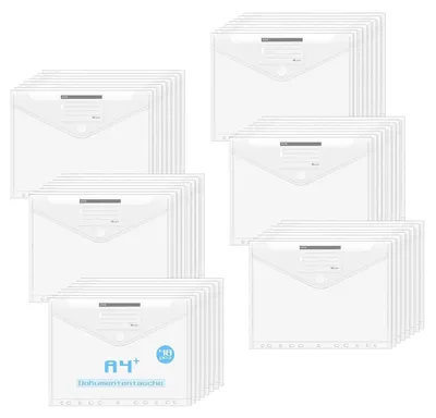 Productafbeelding van A4 documentenmappen voor het archiveren, 48 stuks, waterdicht, met drukknop en etiketvakken