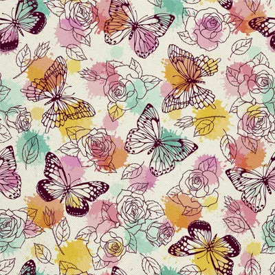 Immagine prodotto di OUTDOOR DECOSTOFFE OXFORD - Motivo Farfalle Rose I DX120