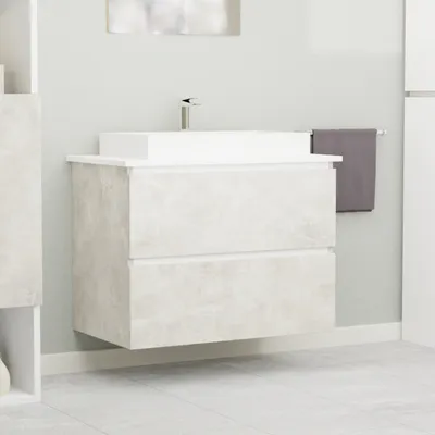 Produktbild von Garlivo Waschbeckenunterschrank GLB-80 Beton mit Schubladen, Badezimmer Waschtischunterschrank hängend , Breite 80 cm, Soft-Close, Push-to-Open/ Tip-On