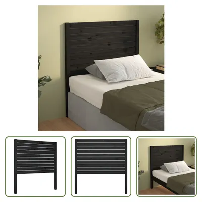 Produktbild von The Living Store Kopfteil Schwarz 81x4x100 cm Massivholz Kiefer