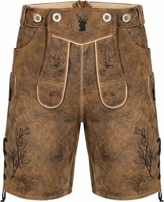 Immagine prodotto di Pantaloni corti in pelle tradizionale da uomo PAULGOS - HK3 ANTIK - vera pelle - disponibili in 3 colori - misura 44 - 60
