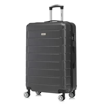 Produktbild von Koffer Trolley Reisekoffer Suitcase, Rollkoffer Handgepäck ,mit 4 Rollen 360°, Hartschalenreisekoffer, Zahlenschloss, Weicher Gummigriff (XL, Grau)
