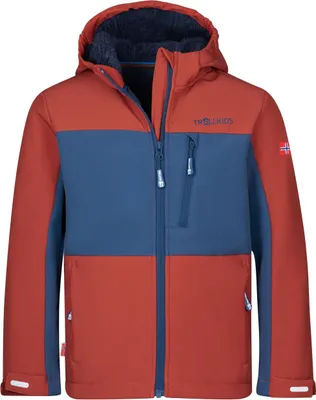 Produktbild von Trollkids Kinder Bergsfjord Winter Softshelljacke red clay/Mystic blue 176