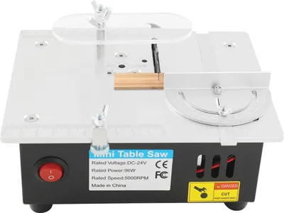 Image de Scie circulaire de table compacte - Scie de table - Moteur 5000 tr/min - 7 vitesses - Hauteur de coupe de 0,1 à 15 mm - 4 lames - Coupe sans poussière - Prise européenne - Noir