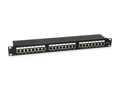 Produktbild von Equip Patchpanel 24x RJ45 Cat6 19" FTP 1HE ISO/IEC schwarz