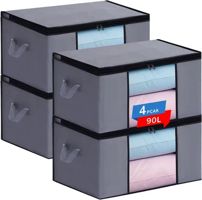 Produktbild von Umzugskarton 4 Stück Aufbewahrungstaschen, 90 l, Kleideraufbewahrungstasche, Aufbewahrungsbox, Umzugstasche, große Größe, für den Umzug von Kleidung,