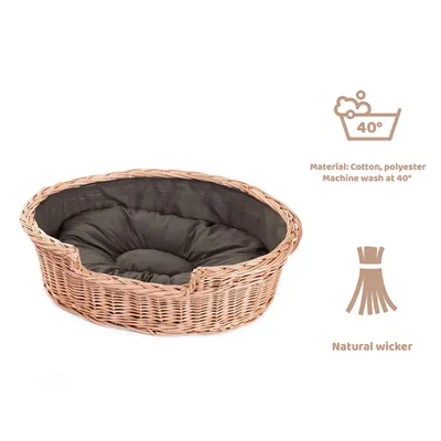Produktbild von Hundekorb aus Weide oval mit einem Kissen 100X75 H27 CM