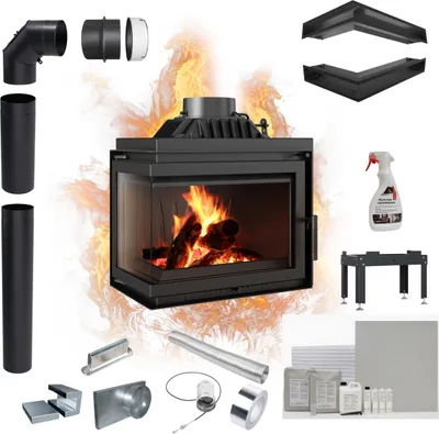 Produktbild von Kamineinsatz Gusseisen KRATKI SIMPLE links 8 kW Ø 200
