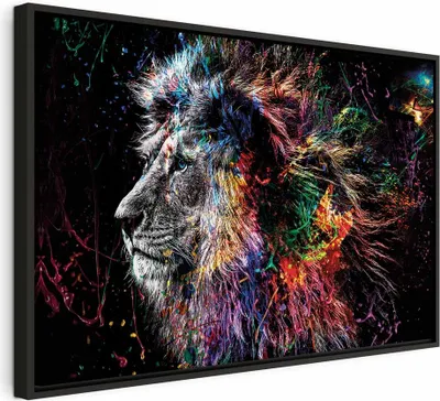 Produktbild von Italienischer Leinwand Leinwandbild - Crazy Lion (1 Part) Wide 60x40 cm Tiere g-C-0269-b-a