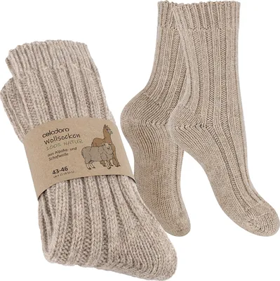 Produktbild von Wintersocken aus Naturwolle – Celodoro – Für Damen und Herren mit Alpaka (1 Paar) – Beige