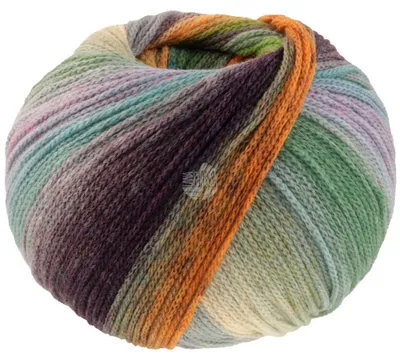 Produktbild von Lana Grossa FARFALLA 100 g Kettengarn aus extrafeiner Wolle 340 m Farbe 003 - Zartgrün/Maigrün/Petrolgrün/Graubeige/Camel/Flieder