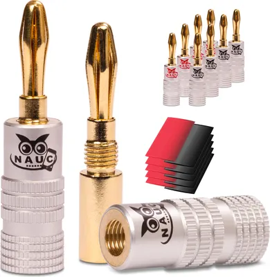 Produktbild von Bananenstecker 24K vergoldet Schrumpfschlauch 10x NAUC High End Steckverbinder
