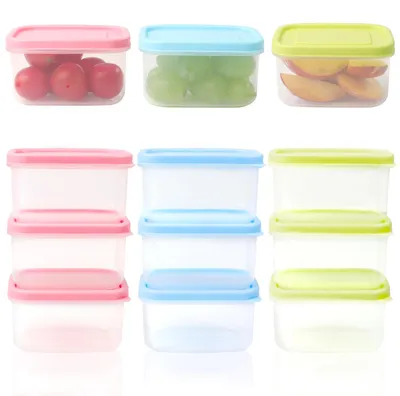 Image de Boîtes de congélation avec couvercle - 9 pièces de 200 ml - Boîtes de rangement en plastique empilables - Transparentes