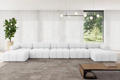 Produktbild von ALTDECOR Modulares Sofa Ecksofa in U-Form - Tesso-U3 - 475x160x70 cm Weiß Corner modular Sofa Eckcouch Couch Wohnlandschaft Cauchsofa Polstersofa