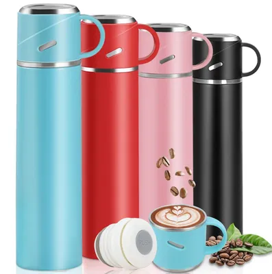 Image de Omgoods - Thermos en acier inoxydable à double paroi - Isolation sous vide, capacité de 550 ml - Gobelet isotherme - Anti-fuite - Maintient les boissons chaudes ou froides pendant 12 heures - Idéal pour le sport et l'école - Bouteille d'eau isotherme