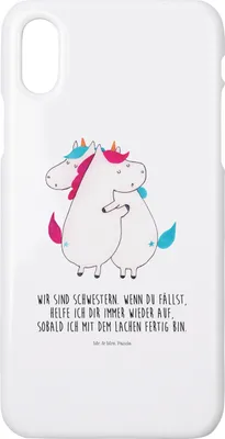 Produktbild von Mr. & Mrs. Panda Iphone 10 Handyhülle Einhörner Umarmen - Weiß - Geschenk, Handy, Schwester, Liebe, Unicorn, Case, Einhorn, X, Familie, Cover