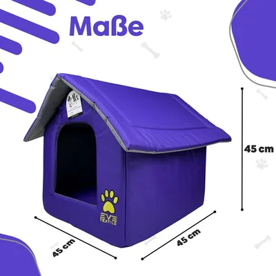Produktbild von EVE Textile Hundehütte Katzenhütte Haustierhütte 45x45x45 cm Lila Hundehaus Katzenhaus Haustierhaus Hundehöhle Katzenhöhle Kühlend Atmungsaktiv