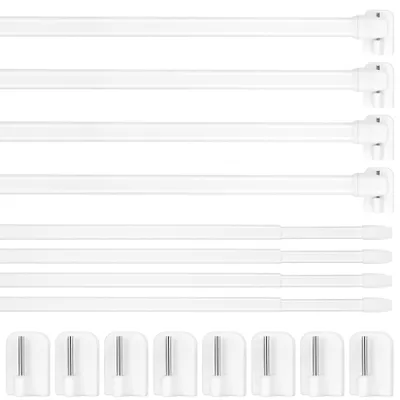 Gardinenstangen ohne Bohren, ausziehbar 30-50 cm, 4er-Set, weiß