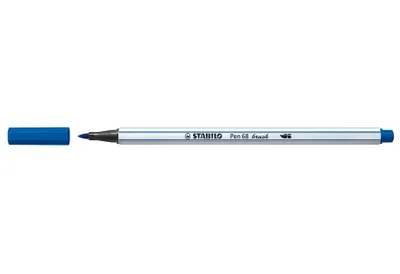 Zdjęcie produktu dla STABILO Pen 68 brush, 1 kol., Niebieski, Końcówka pędzlowa, Światłowód, Niebieski, Biały, Sześciokątny