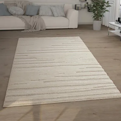 Produktbild von Hochflor Teppich Wohnzimmer Shaggy 3D Optik Ethno Boho Vintage Look Weich Grösse 80x150 cm