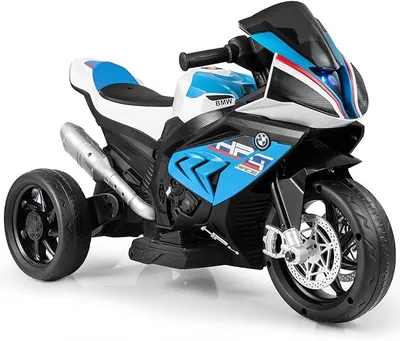 Image de Moto électrique pour enfants BMW 6V, moto pour enfants avec musique et phares, adaptée aux enfants de 3 à 8 ans, véhicule pour enfants à 3 roues avec pédales, tricycle pour enfants pouvant supporter jusqu'à 30 kg (bleu)