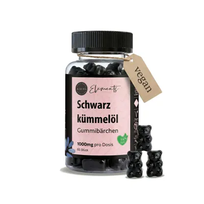Produktbild von Asbirg Schwarzkümmelöl Gummibärchen – 1000 mg Nigella Sativa – Black Seed Oil Gummies – Vegan, Halal, 60 Stück – Immunsystem & Vitalität Labor