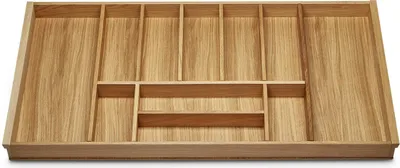 Produktbild von ORGA-BOX III EICHE Besteckeinsatz für 100er Schublade z.B. Nobilia ab 08/2012 (473 x 897 mm) Holz-Schubkasteneinsatz mit 11 Fächern