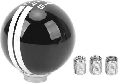 Immagine prodotto di pomello del cambio auto da corsa a 6 velocità per Shelby GT500, sfera rotonda con 3 adattatori, veicolo manuale, nero, bianco