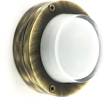Produktbild von Wandleuchte außen Messing massiv Glas G9 IP64 D: 14 cm rund in antik Weiß Maritim Kellerleuchte