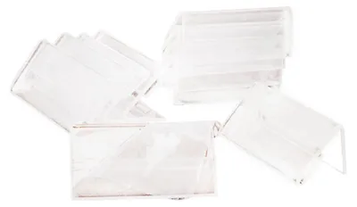 50 Acryl-Kartenhalter, transparent, 2 x 4 cm, Tischaufsteller