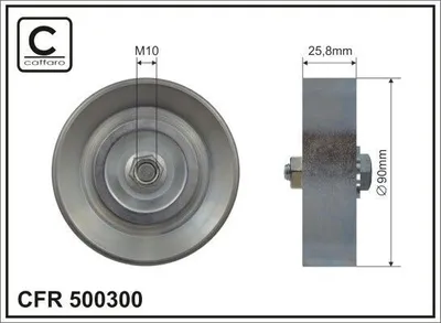 Produktbild von CAFFARO 500300 Umlenkrolle Keilrippenriemen 90mm für TOYOTA COROLLA (ZZE12, NDE12, ZDE12) COROLLA Kombi (E12J, E12T) COROLLA Stufenheck (E12J, E12T)