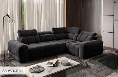 Produktbild von Modernes Ecksofa AVELIO II mit Schlaffunktion, Bettkasten (schwarz, rechts)