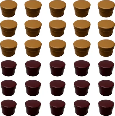 Produktbild von 30 Salbendosen, Cremedosen 35ml flach bordeaux u. ockergelb - hergestellt in Deutschland