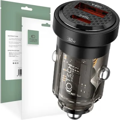 Image de Tech-Protect Cc30W 2-Port Car Charger Pd30W/Qc3.0 Black