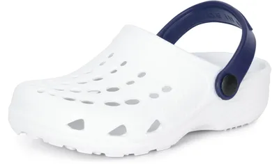 Produktbild von Ladeheid Kinder Mädchen Jungen Eva Clogs Gartenclogs Gartenschuhe LA-CA-06 (Weiß/Marineblau, 28/29 EU)