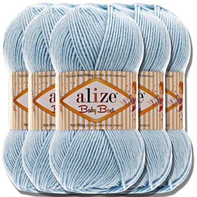 Productafbeelding van Alize 5x 100g Baby Best garen, anti-pluis, effen kleur, geschikt voor haken en breien (Blauw | 40)