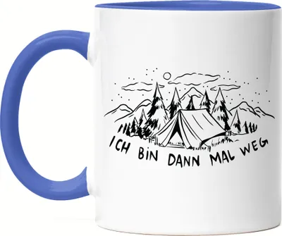 Produktbild von Ich bin dann mal weg Tasse Blau Camping Zelten Wohnwagen Naturliebhaber Wildcamping Geschenk