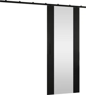 Produktbild von MIRJAN24 Schwebetür Zonda 90 II, Stilvoll Zimmertür, Aluminium-Gleitschienen, Frontspiegel, Tür universell Links / Rechts (Farbe: Schwarz)