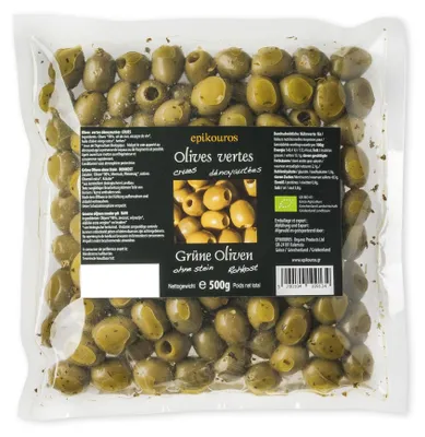 Obrázek produktu pro Grüne Oliven, ohne Stein, Rohkost 500g