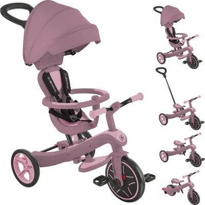 Obrázok produktu pre GLOBBER EXPLORER TRIKE 4v1 ECO - kočík, trojkolka a balančný bicykel, 10/8,5 palca, TPR sedadlo, výškovo nastaviteľné, bobuľovitý