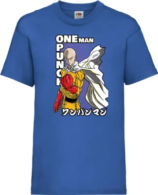 Zdjęcie produktu dla Koszulka Dziecięca Japan Animation Manga Anime Comics One manga Punch Anime Man Saitama 01 Var-010 One manga Punch Anime Man Saitama, 3-4 Jahr - 104 / Niebieski
