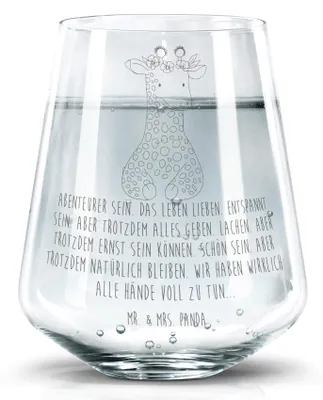 Produktbild von Mr. & Mrs. Panda Tumbler Glas Giraffe Blumenkranz - Transparent - Geschenk, Selbstliebe, Glasbecher, Afrika, Trinkglas, Freundin, Wasserglas, Limonadenglas, Abenteurer