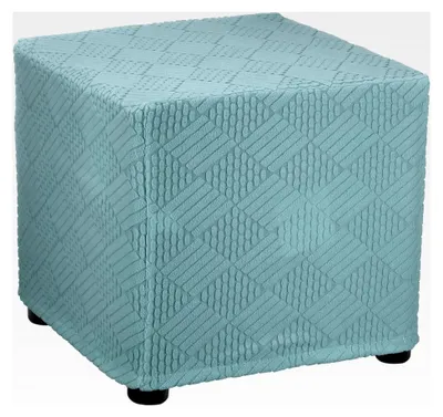 Produktbild von Ottomane Schonbezug für Hocker, geeignet für Hocker mit einer Länge von 37-45 cm, waschbarer Stretch Bezug in hellblau