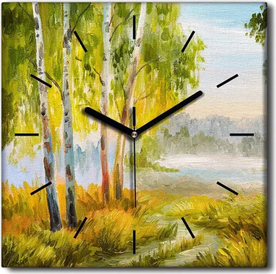 Produktbild von Coloray Uhr auf Leinwand 30x30 cm Wand Uhr Dekoration Wohnzimmer Segeltuch schwarze Hände -Landschaftsstraßenwald