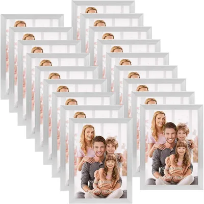 Image de Lot de 18 cadres photo de 13x18 cm, couleur argent, pour accrocher au mur ou poser sur une table