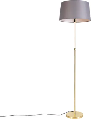 Produktbild von Stehlampe Gold   Messing mit Leinenschirm Grau 45 cm Parte