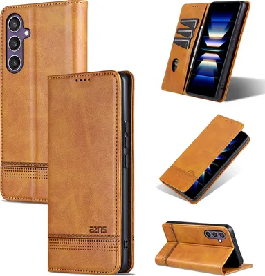 Produktbild von Leder Hülle für Samsung Galaxy A36 5G, Klapphüllen Brieftasche Magnetverschluss Ständer Schutzhülle Gelb