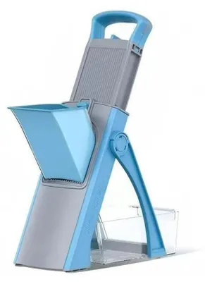 Produktbild von Manueller Gemüseschneider - Gemüsezerkleinerer und Slicer - Multifunktion - Klappbar - Edelstahlklingen - Für Zwiebeln und Karotten - Blau