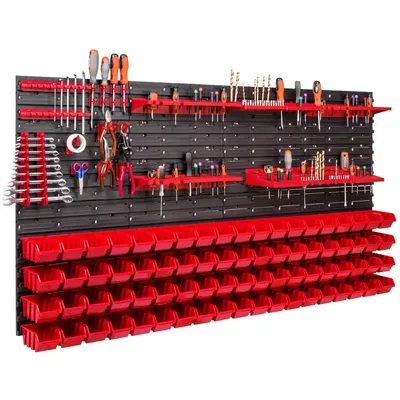 Obrázok produktu pre 76 Stohovacie boxy Držiaky na náradie Nástenné regály Dielenské regály na náradie Stena 156x78cm Držiaky na náradie Úložný systém Hromadné regály Vizuálne úložné boxy Extra silné nástenné panely Regály Rozšíriteľný dielenský regálový sklad Re